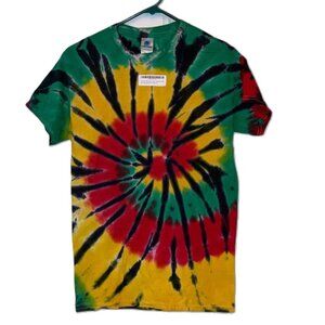 RASTA Tie Dye Short Sleeve Colortone T shirt UNISEX Womens Size Small NEW
